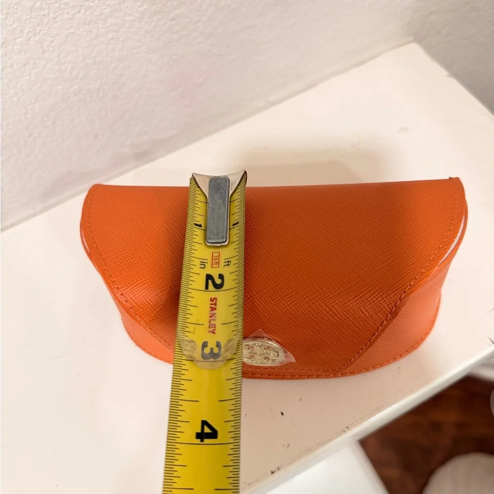 Tory Burch Orange Sunglasses Eyeglass Case Hard Snap Closure Saffiano Leather